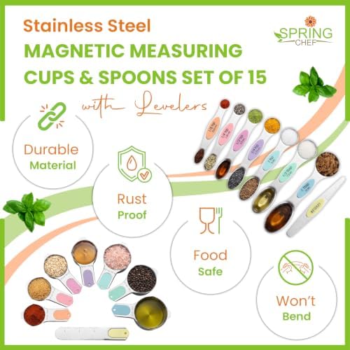 Spring Chef Magnetic Measuring Cups & Spoons Set of 15 w/Levelers - Image 2