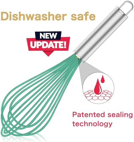 OYV Teal Silicone Whisk Set of 3, 8/10/12 Inch, Non-Scratch - Image 2