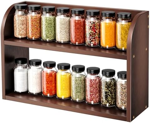 ROMGUAR CRAFT 2 Tier Bamboo Spice Rack, Countertop or Wall Mounting by ROMGUAR+CRAFT