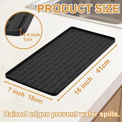 Silicone Coffee Mat 16 x 7 in Classic Black - Image 2