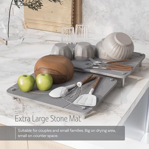 Nested Stone Drying Mat for Kitchen Counter | Large 16"x12" Dish Drying Mat - Image 2