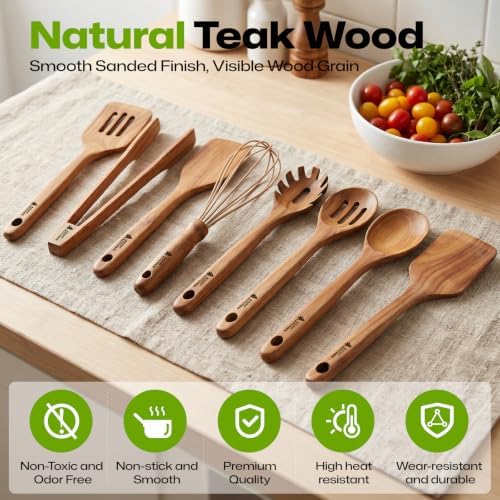 8-Piece Teak Wood Kitchen Utensils Set - Image 5