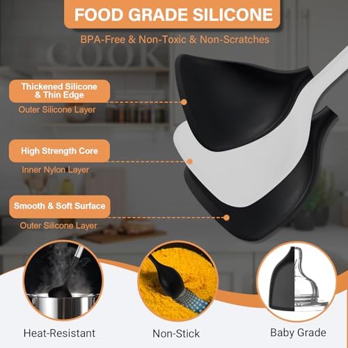 Large Silicone Kitchen Utensils Set, Heat Resistant Silicone Utensil Spatula Set - Image 4