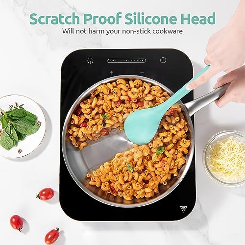 U-Taste Silicone Spoons Set of 2, 13.3" Long Large Mixing Spoon, Aqua Sky - Image 4