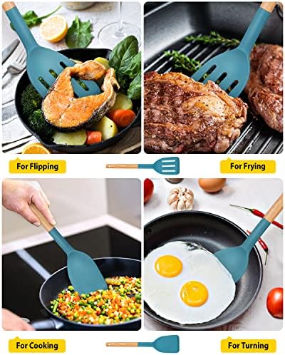 BUNDLEPRO Silicone Spatula, Solid & Slotted Turner, 2 Pack - Image 4