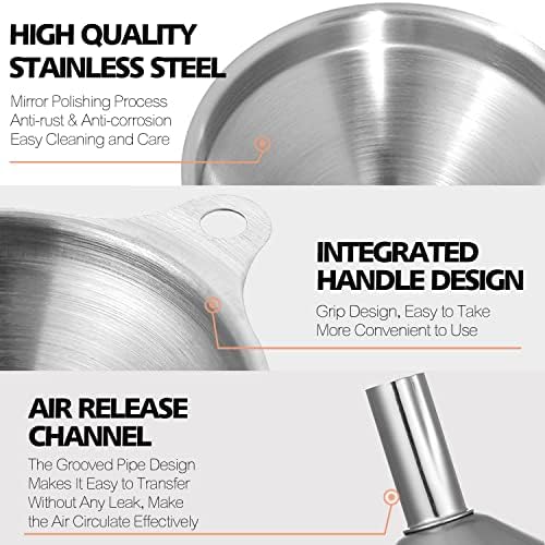 Anaeat Stainless Steel Mini Kitchen Funnel Set, 3 Pack Durable Metal Filling - Image 5