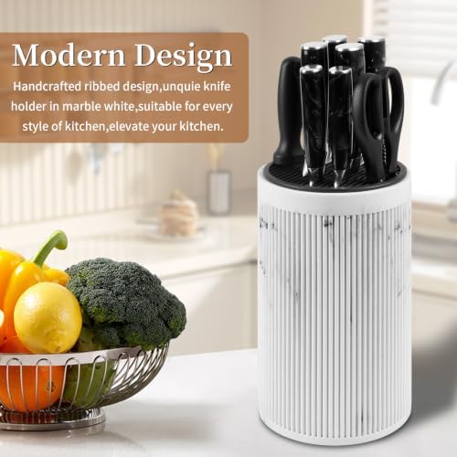 Universal Knife Block Without Knives, Sandstone Look, Round Knife Holder - Image 3