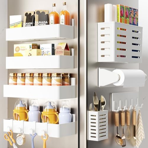 Mystozer Magnetic Spice Rack for Refrigerator White, 8 Pack by Mystozer