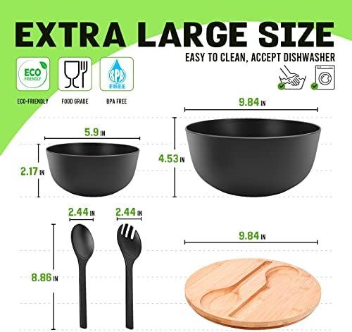 ECOWAY Bamboo Fiber Salad Bowl Set, Large Mixing Bowl - Image 3