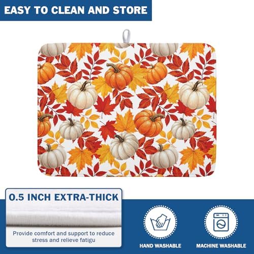 Fall Pumpkin Dish Drying Mat for Kitchen Counter 18x24 Inch Autumn Pumpkins - Image 5