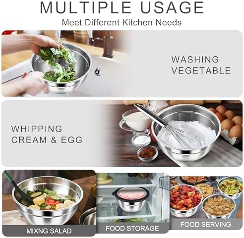 HaWare Mixing Bowls with Airtight Clear Lids, 6-Piece Nesting Bowls Set - Image 6