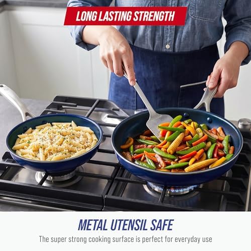 Blue Diamond 2 Piece Nonstick Frying Pan Set, 9.5” & 11" Skillets, PFAS-Free - Image 5