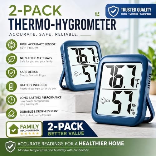 Antonki 2 Pack Room Thermometer Indoor Hygrometer - Image 3