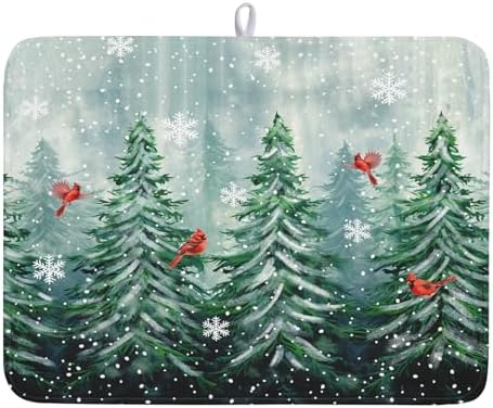 Winter Pines Tree Dish Drying Mats by Kawani