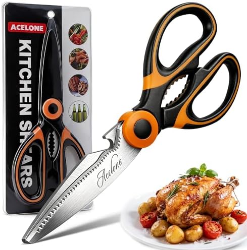 Acelone Kitchen Shears, Premium Heavy Duty Shears Ultra Sharp Stainless Steel by Acelone