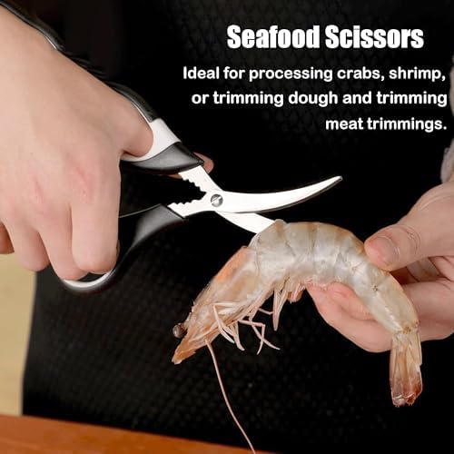 OMDAR 3 Pack Kitchen Scissors & Seafood Scissors Set, Sharp Kitchen Shears - Image 5