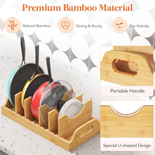 Lifewit Bamboo Lid Organizers for Inside Cabinet - Image 4