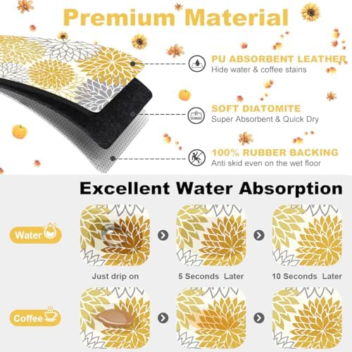 Findosom 2Pcs Fall Dish Drying Mat & Sink Splash Guard, Absorbent Dish Mat - Image 3