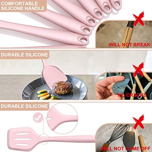 Silicone Cooking Utensils Set- Pink Heat Resistant Kitchen Utensils, Fungun - Image 5