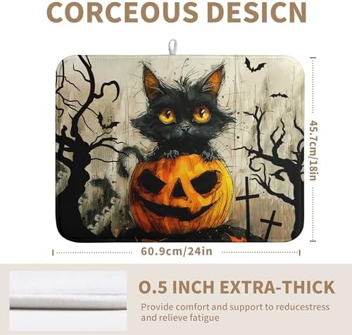 Black Cat Fall Pumpkin Dish Drying Mat 18x24 - Image 2