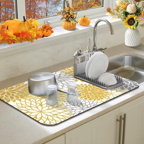 Findosom 2Pcs Fall Dish Drying Mat & Sink Splash Guard, Absorbent Dish Mat - Image 5