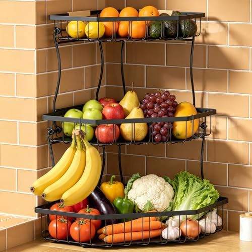 3 Tier Fruit Basket for Kitchen Counter by Tequie