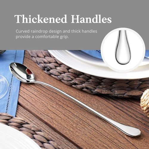 Long Handle Iced Tea Spoons, 7.9" 18/10 Stainless Steel Cocktail Stirring Spoons - Image 3