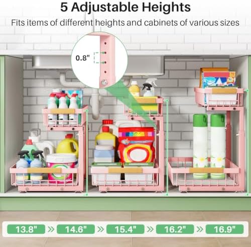 Kitstorack Under Sink Organizer, 2 Tier Under the Sink Storage, Slide out Pull - Image 4