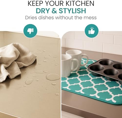 Dish Drying Mat for Kitchen Counter, Large 18 x 14 Absorbent Microfiber Pad - Image 7