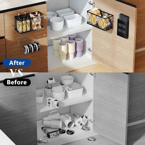 4 Pack No Drill Cabinet Door Lid Organizer - Image 7