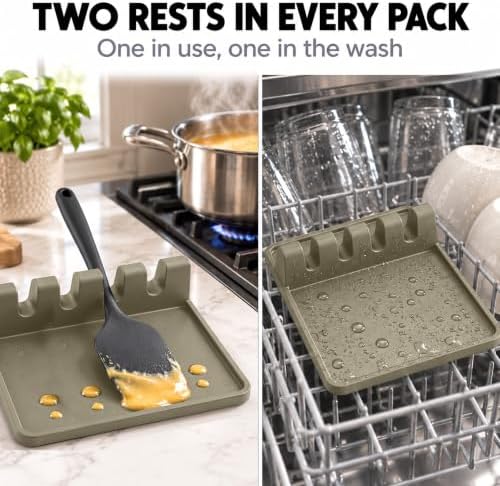 2 Pack Sage Silicone Spoon Rest - Image 5