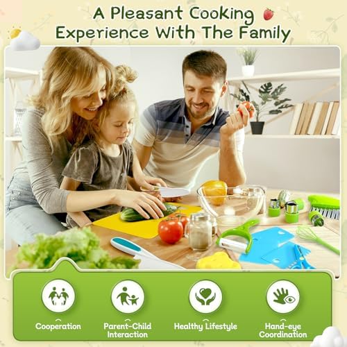 17 Pcs Kids Knife Set for Real Cooking Safe Kitchen Tools for Ages 4+ - Image 4