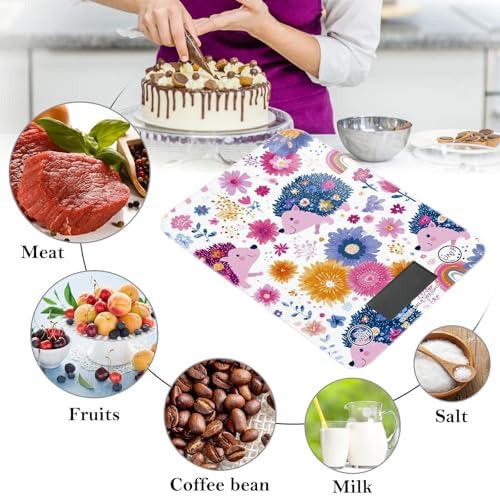 Hedgehog Rainbow Flowers Food Kitchen Scale Digital Weight Grams and Ounces - Image 5