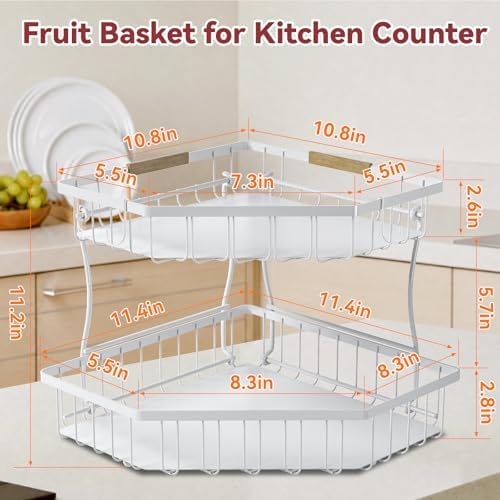 2 Tier Fruit Basket for Kitchen Counter - Image 2