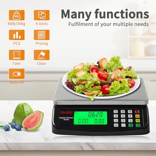 Large Digital Kitchen Scale Black 30kg/66lb Commercial Food Scale Stainless - Image 6