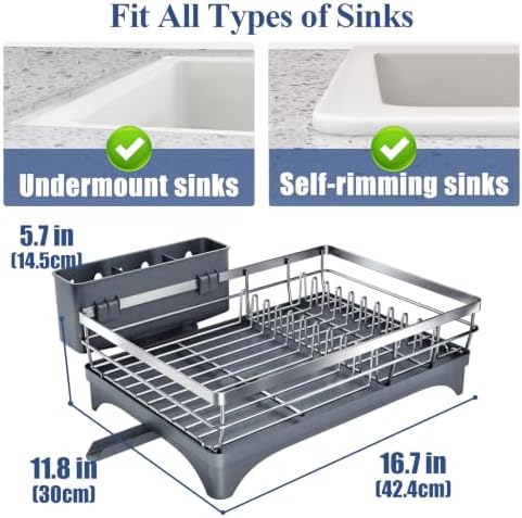SNTD Dish Drying Rack for Kitchen Counter, 11.8" W x 16.7" L - Image 2