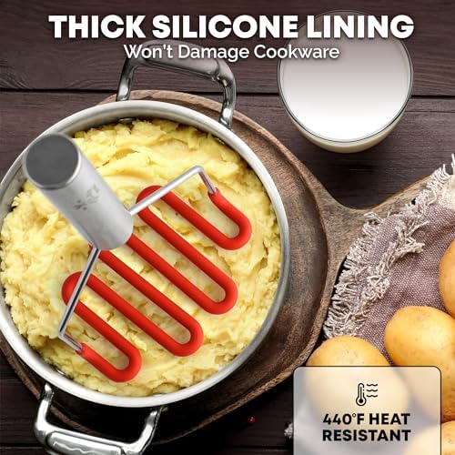 Zulay Kitchen Non-Scratch Potato Masher – Heavy-Duty Stainless Steel & Silicone - Image 5
