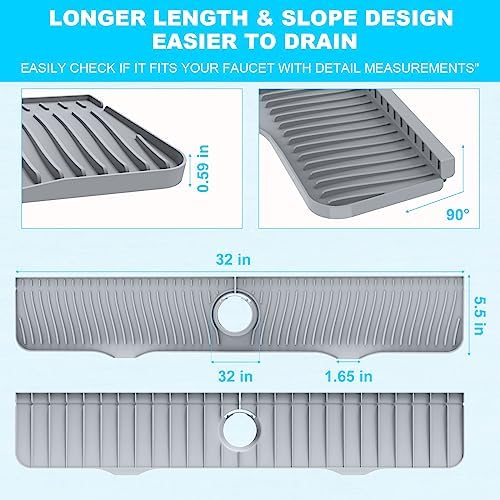 Kitchen Sink Splash Guard, Silicone Faucet Splash Guard, Longer Silicone Sink - Image 2