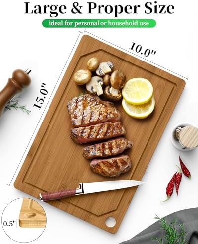 Kitsure Bamboo Cutting Board for Kitchen, Deep-Carbonized - Image 2