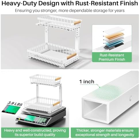Kitstorack Under Sink Organizer, 2 Tier Under the Sink Storage, Slide out Pull - Image 5