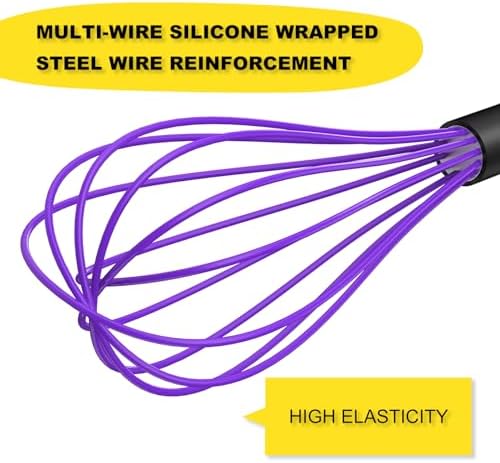 NileHome Silicone Whisk Set 10" Kitchen Whisk Purple Red - Image 3