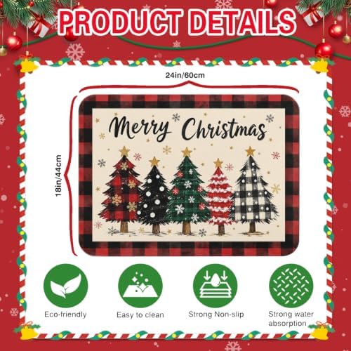 Christmas Dish Drying Mat Kitchen Countertop, Super Absorbent Coffee Bar Mat - Image 5