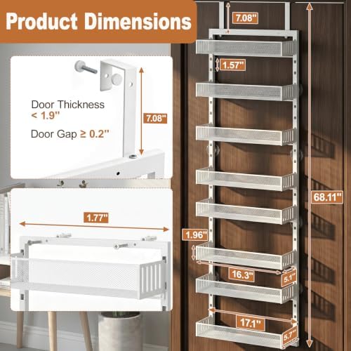 Over the Door Pantry Organizer, 2-in-1 Wall Mount or Hanging Spice Rack - Image 2