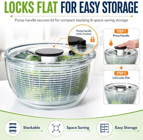 Good Grips Salad Spinner 6.3 Qt – Large Lettuce Spinner & Salad Cleaner - Image 6