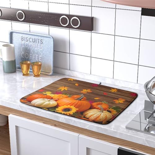 AutumnThanksgiving Pumpkin Dish Drying Mat - Image 5