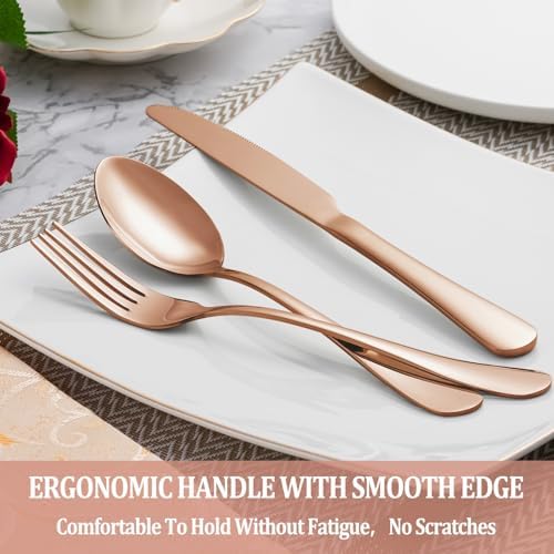 60 Pcs Rose Gold Silverware Set Service - Image 5