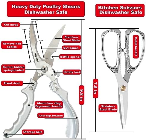 2 Pack Kitchen Shears, Heavy Duty Stainless Steel All-Purpose Poultry Meat - Image 3