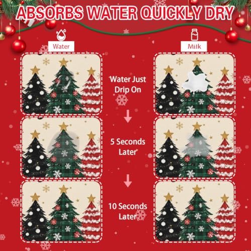 Christmas Dish Drying Mat Kitchen Countertop, Super Absorbent Coffee Bar Mat - Image 4