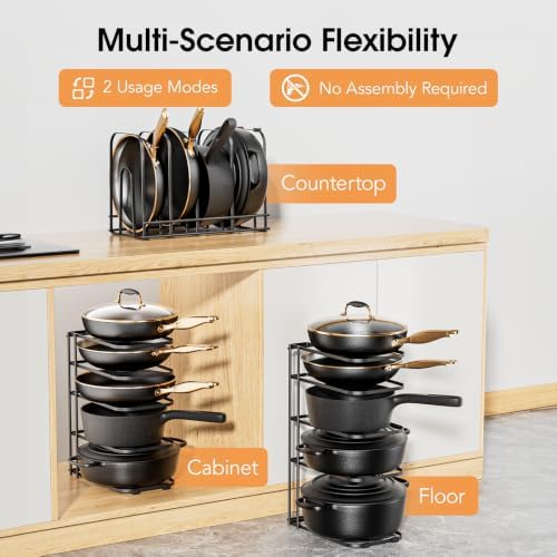 ORDORA 5-Tier Pot and Pan Organizer 16.6", No Assembly Cookware Rack 1-Pack - Image 3