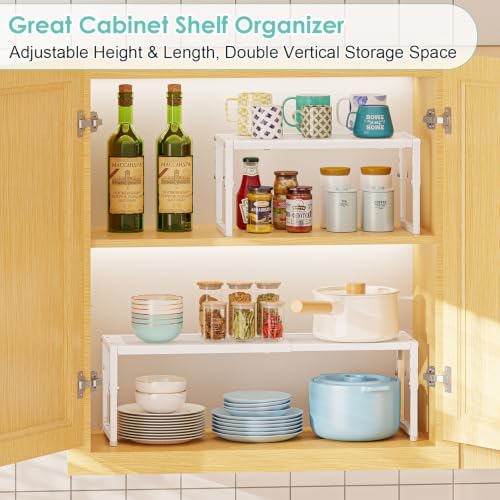 2 Pack Expandable Cabinet Shelf Organizer, Adjustable Kitchen Countertop Metal - Image 4